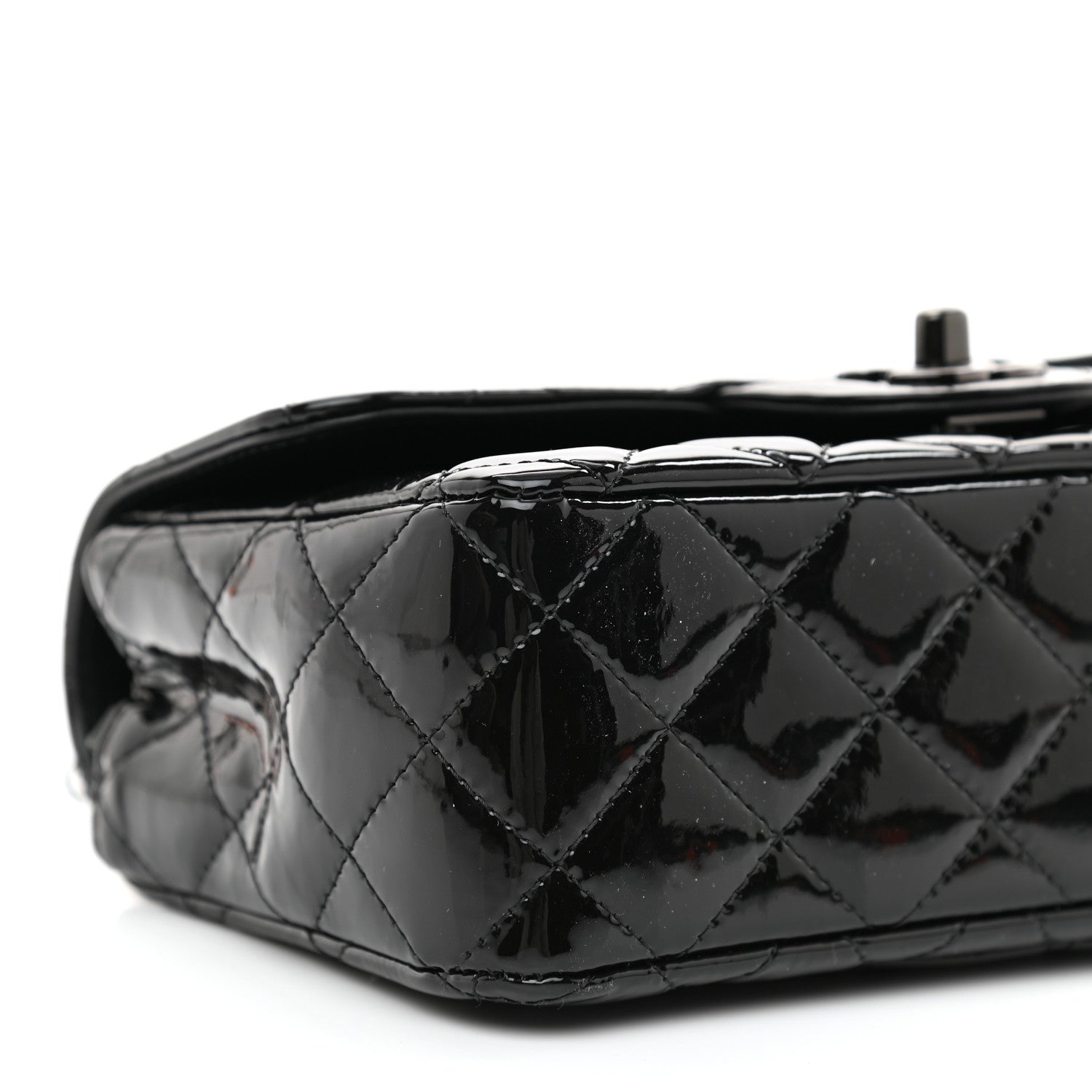 Chanel Patent Calfskin Quilted Mini Rectangular Flap So Black 9 of 10