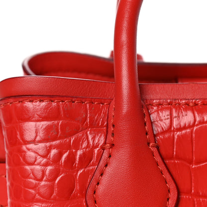 MCM Calfskin Crocodile Embossed Mini Neo Milla Tote Ruby Red 26 of 28
