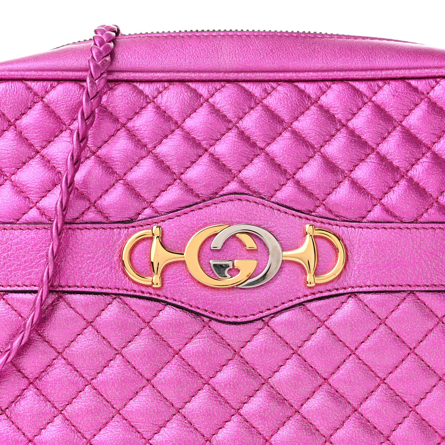Laminated Nappa Trapuntata Small Zumi Shoulder Bag Fuxia