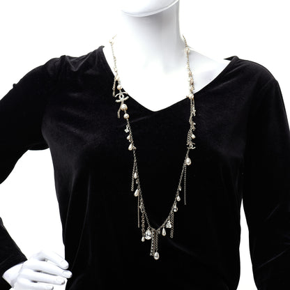 Chanel Pearl Crystal CC Long Necklace Gold 2 of 6