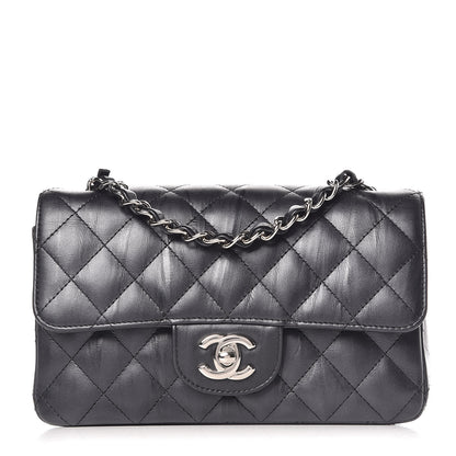 Chanel Iridescent Calfskin Quilted Mini Rectangular Flap Charcoal 1 of 11