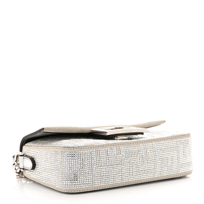 Fendi Crystal Vitello Laminato FF Mini Baguette Crystal Argento 4 of 13