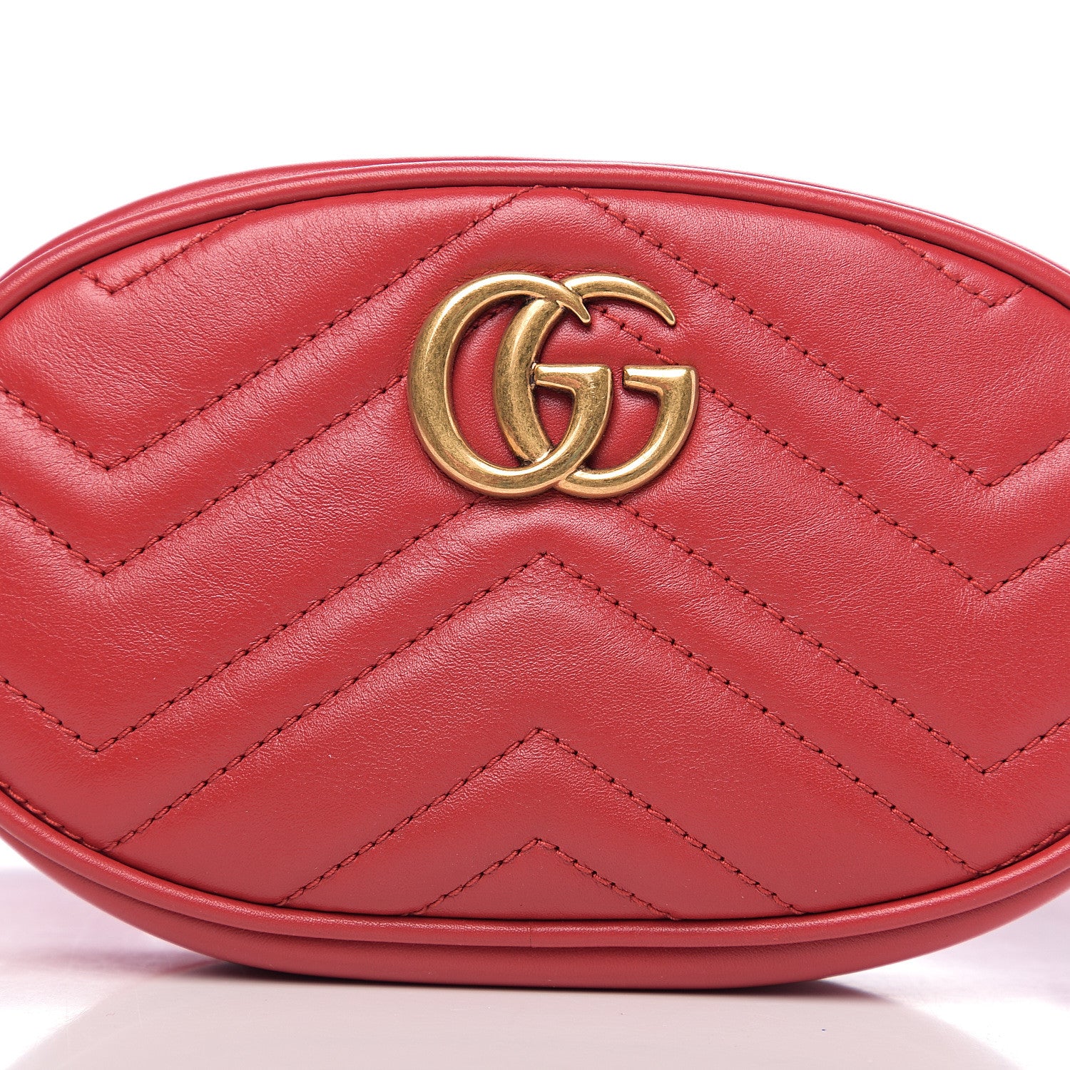 Gucci Calfskin Matelasse GG Marmont Belt Bag 95 38 Hibiscus Red 7 of 9