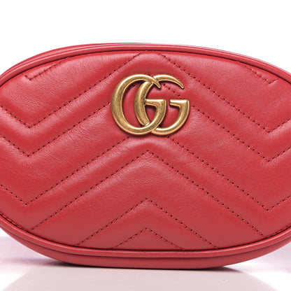 Gucci Calfskin Matelasse GG Marmont Belt Bag 95 38 Hibiscus Red 7 of 9