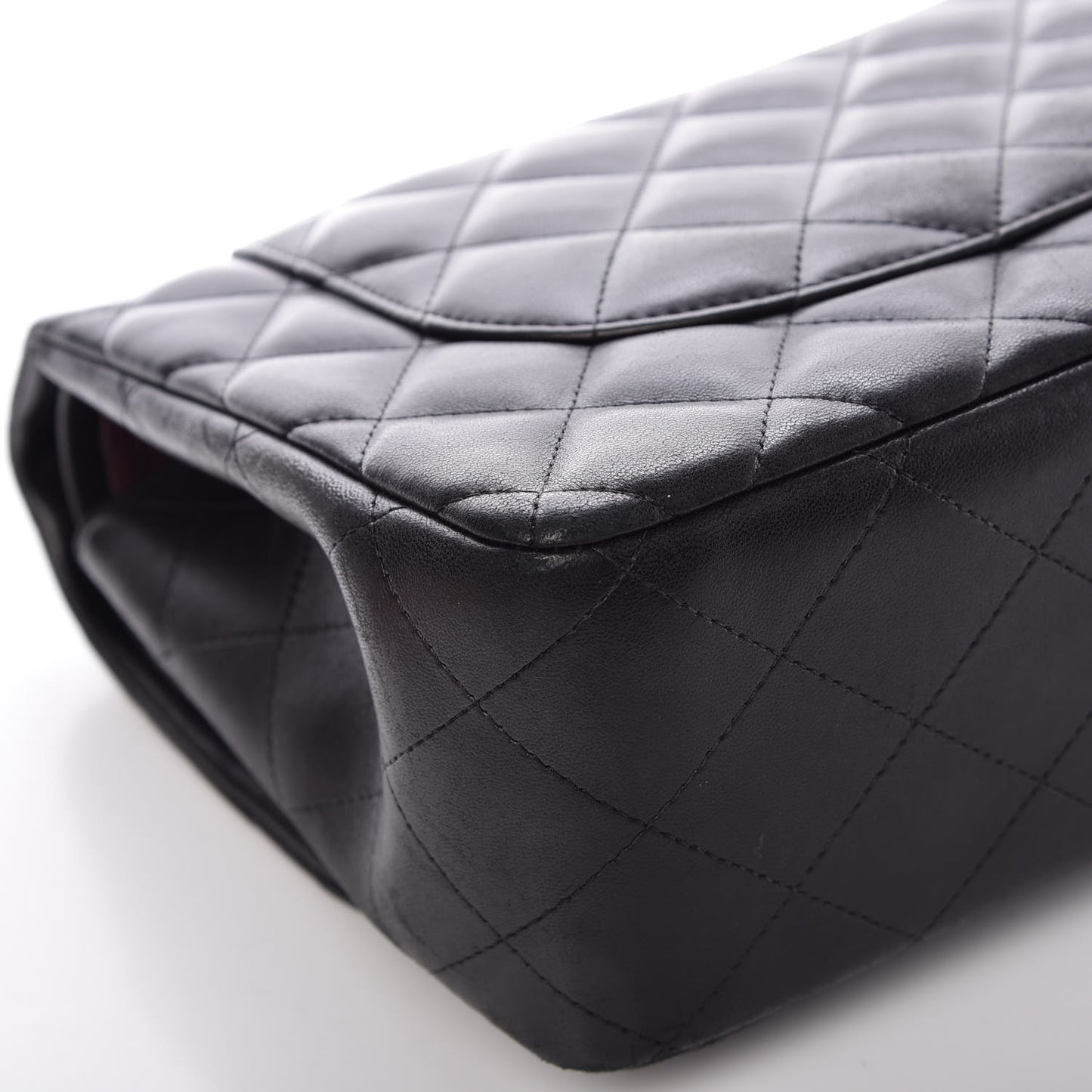 Lambskin Quilted Jumbo Double Flap Black