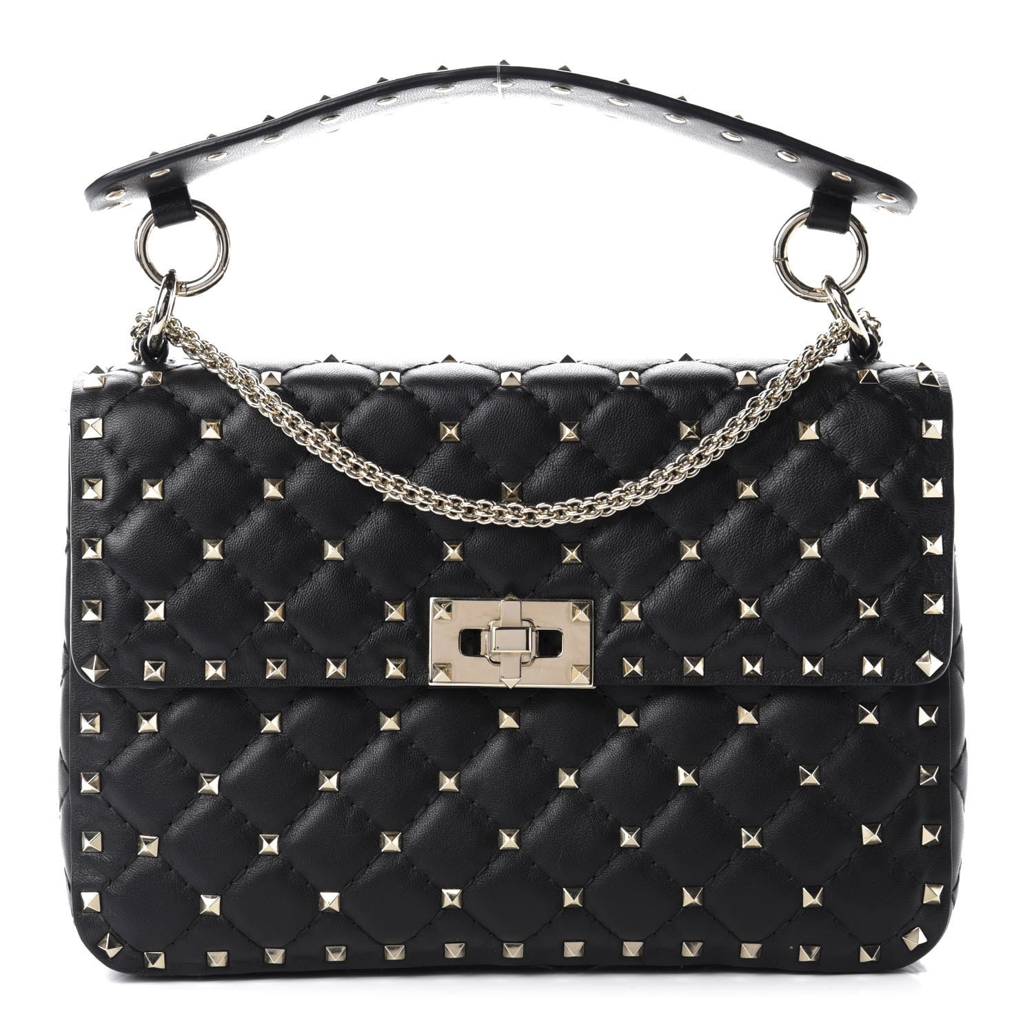 Valentino Garavani Lambskin Medium Rockstud Spike Shoulder Bag Black 1 of 9