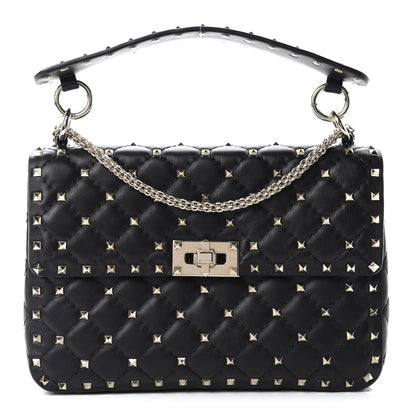 Valentino Garavani Lambskin Medium Rockstud Spike Shoulder Bag Black 1 of 9
