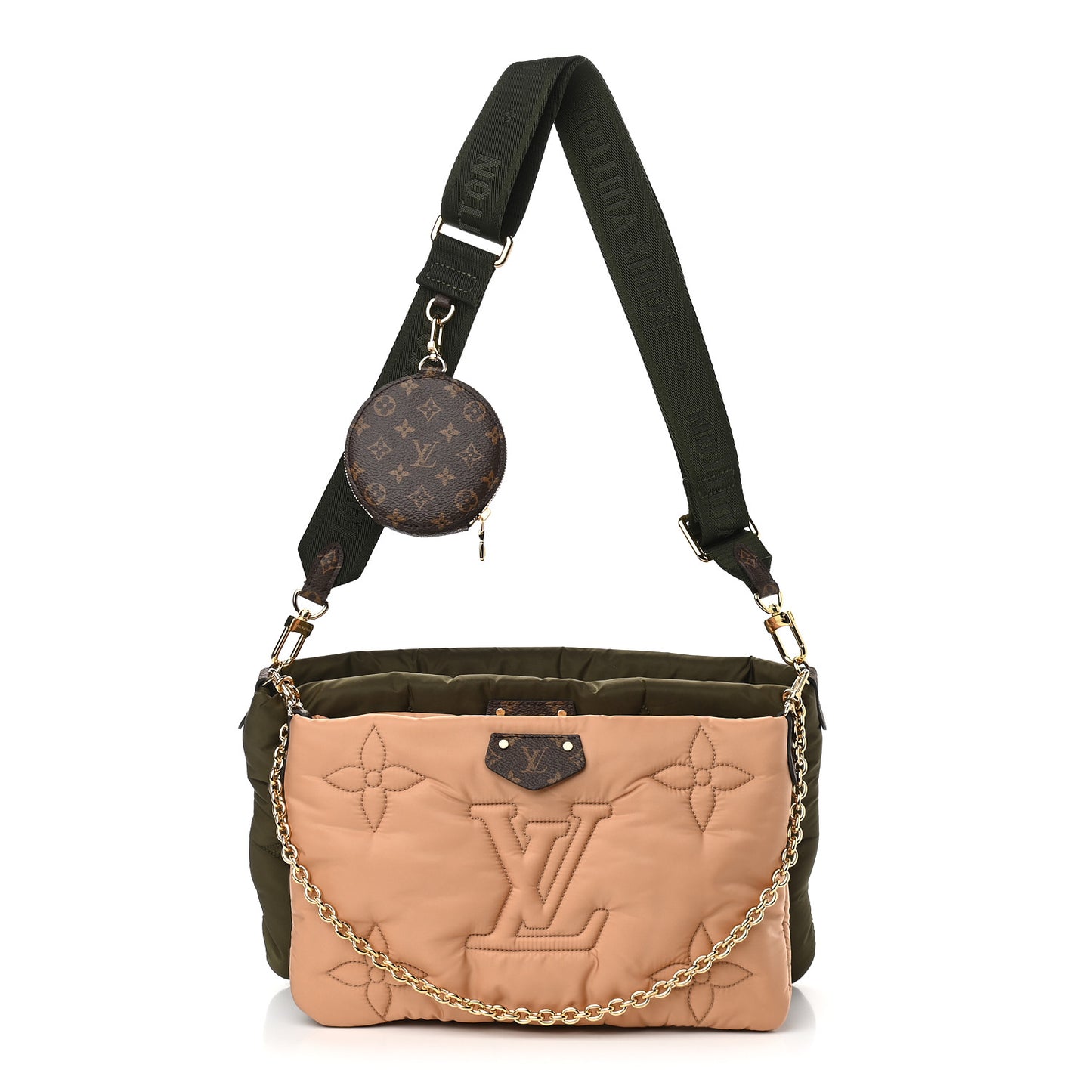 Econyl Monogram Pillow Maxi Multi Pochette Accessories Kaki Beige