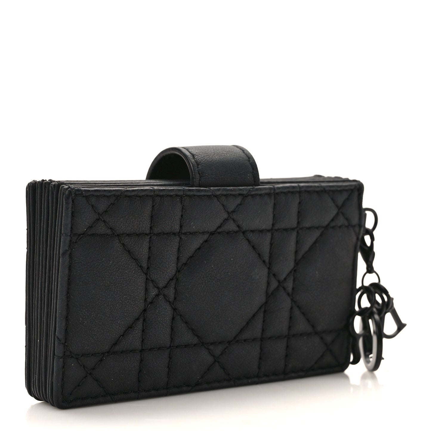 Ultra Matte Calfskin Cannage Lady Dior 5-Gusset Card Holder Black