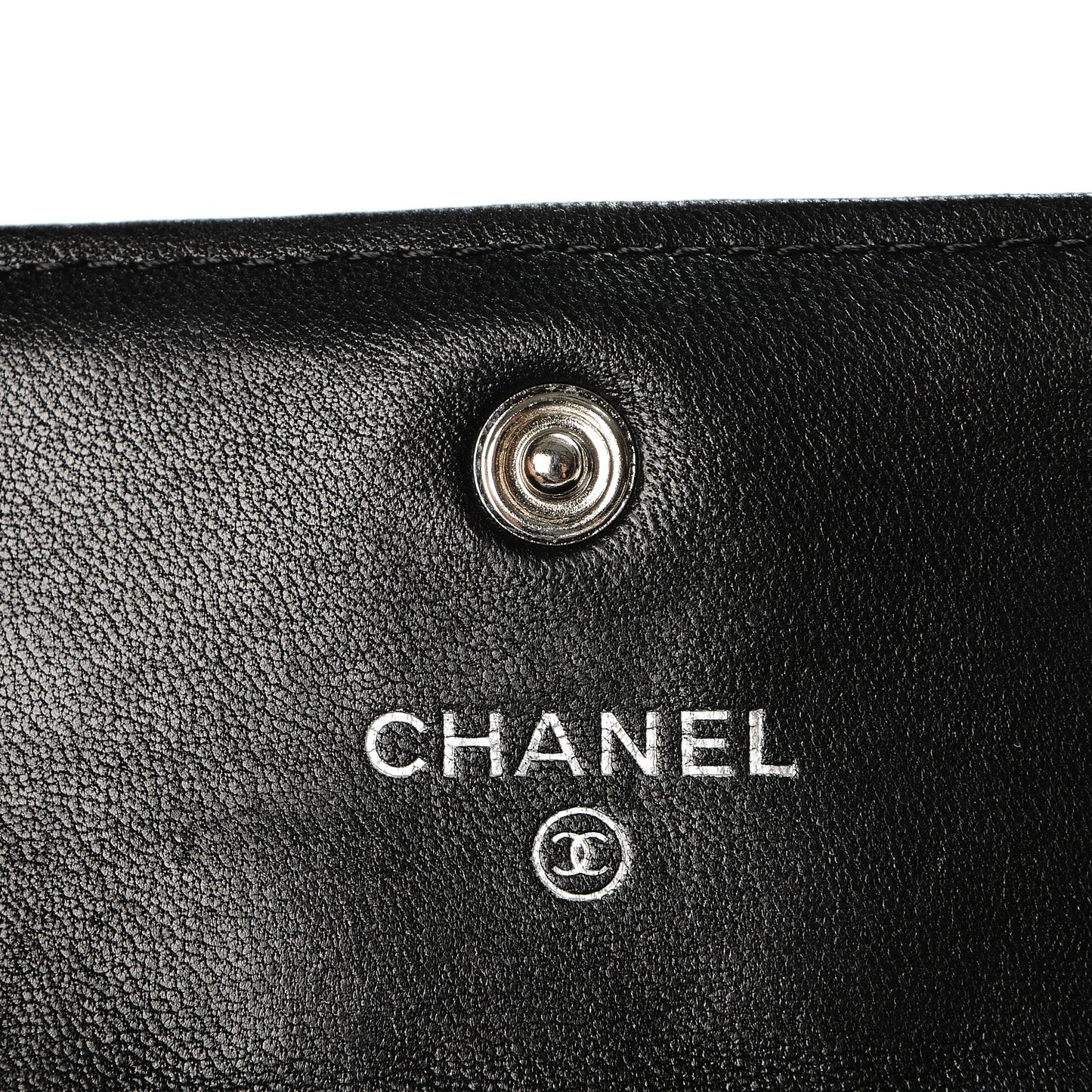 Lambskin Quilted Flap Card Holder Black