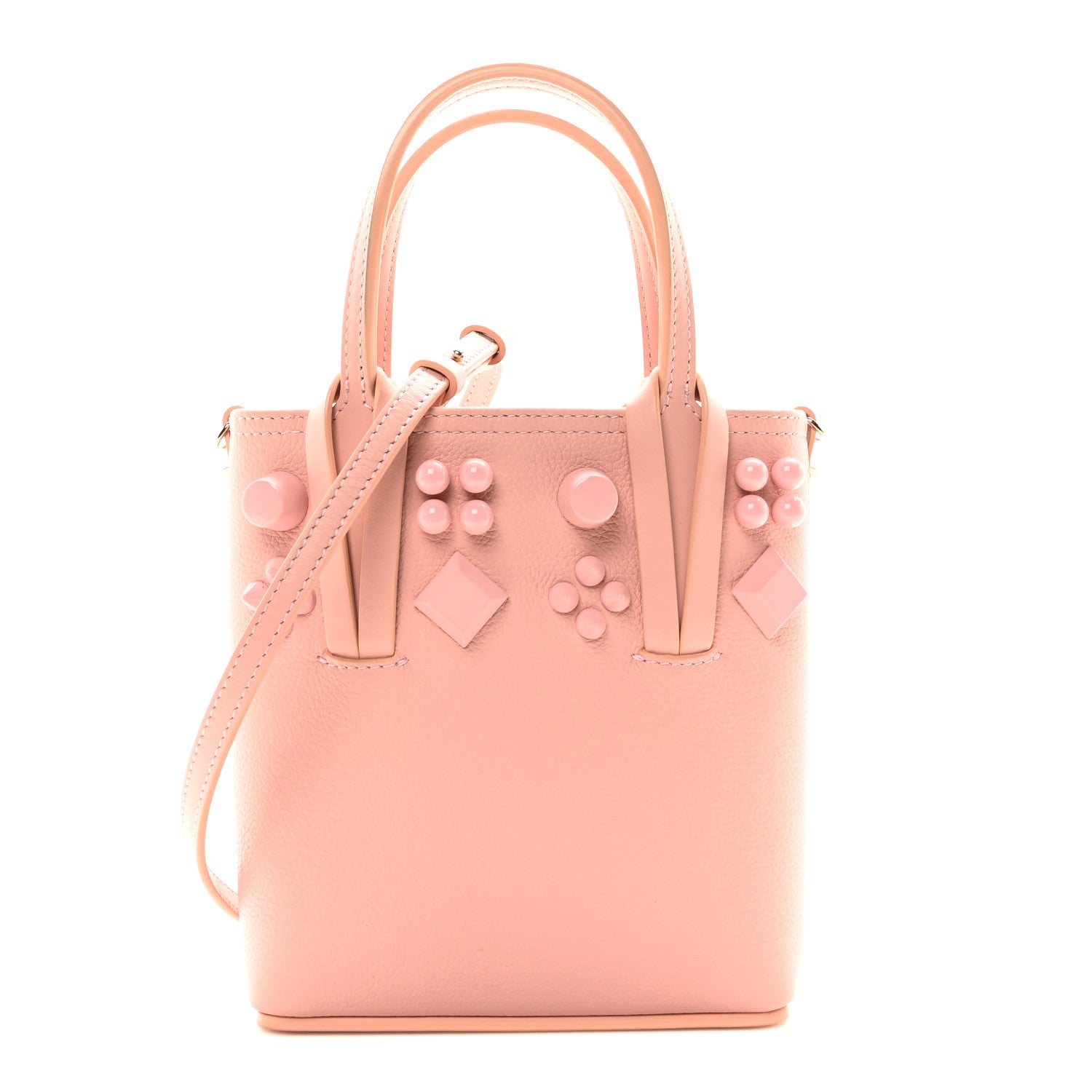Christian Louboutin Calfskin Empire Spike Studded Mini North South Cabata Tote Rosy 1 of 9