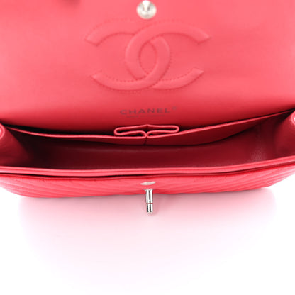 Chanel Caviar Chevron Quilted Medium Double Flap Red 5 of 10
