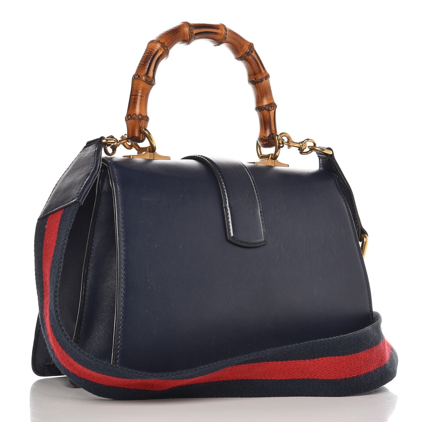 Moon Calfskin Bamboo Web Medium Dionysus Top Handle Bag Blue Emerald Hibiscus Red