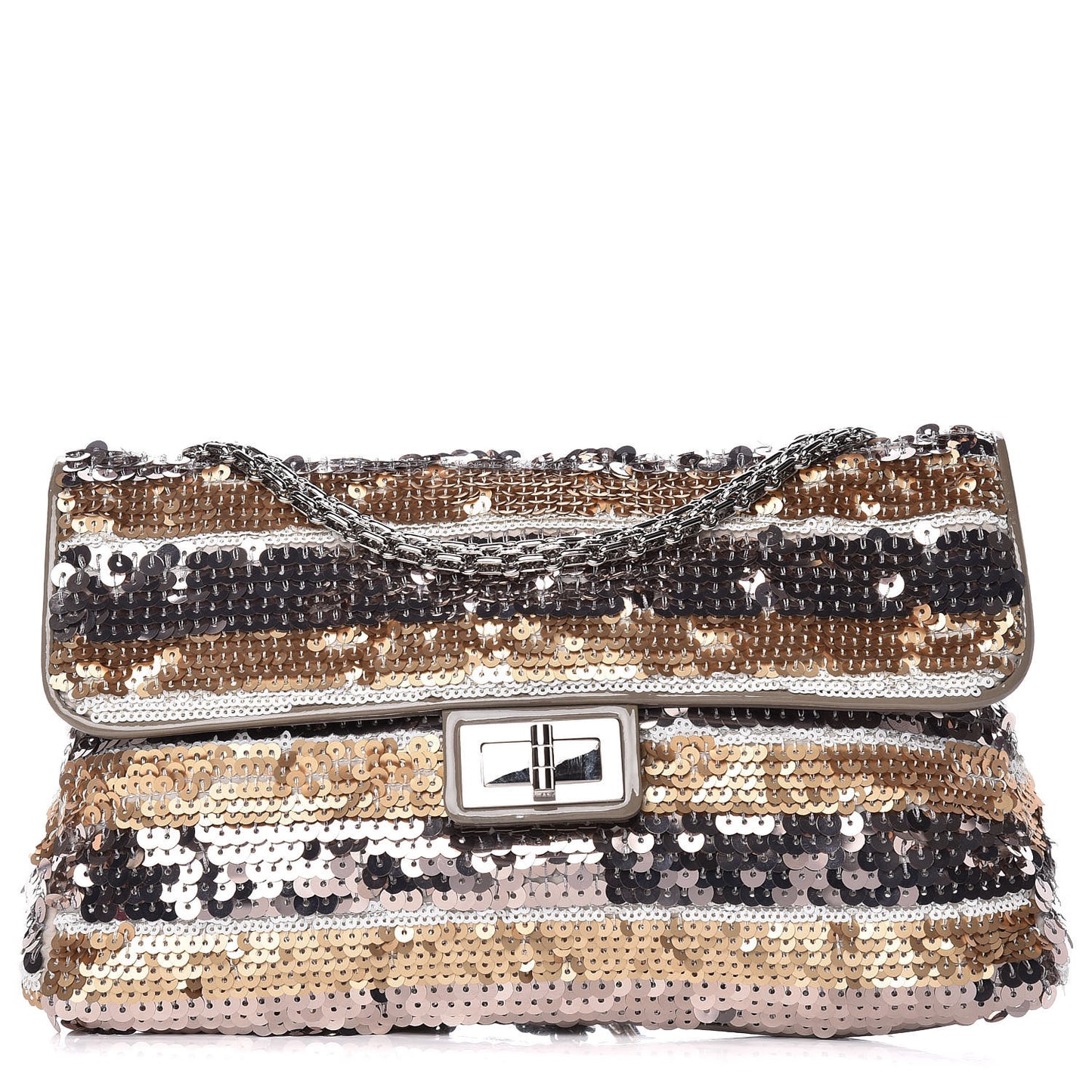 Sequin Striped Medium Reissue Flap Multicolor