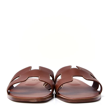 Hermes Box Calfskin Oran Sandals 42 Gold 2 of 6