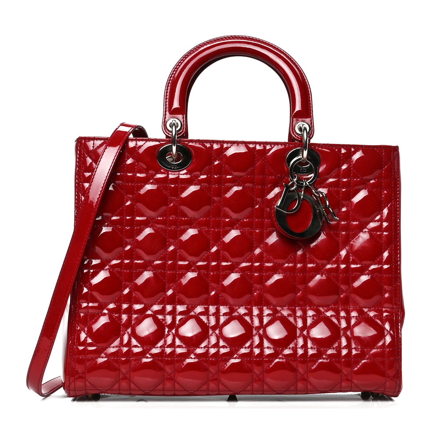 Patent Cannage Large Lady Dior Red