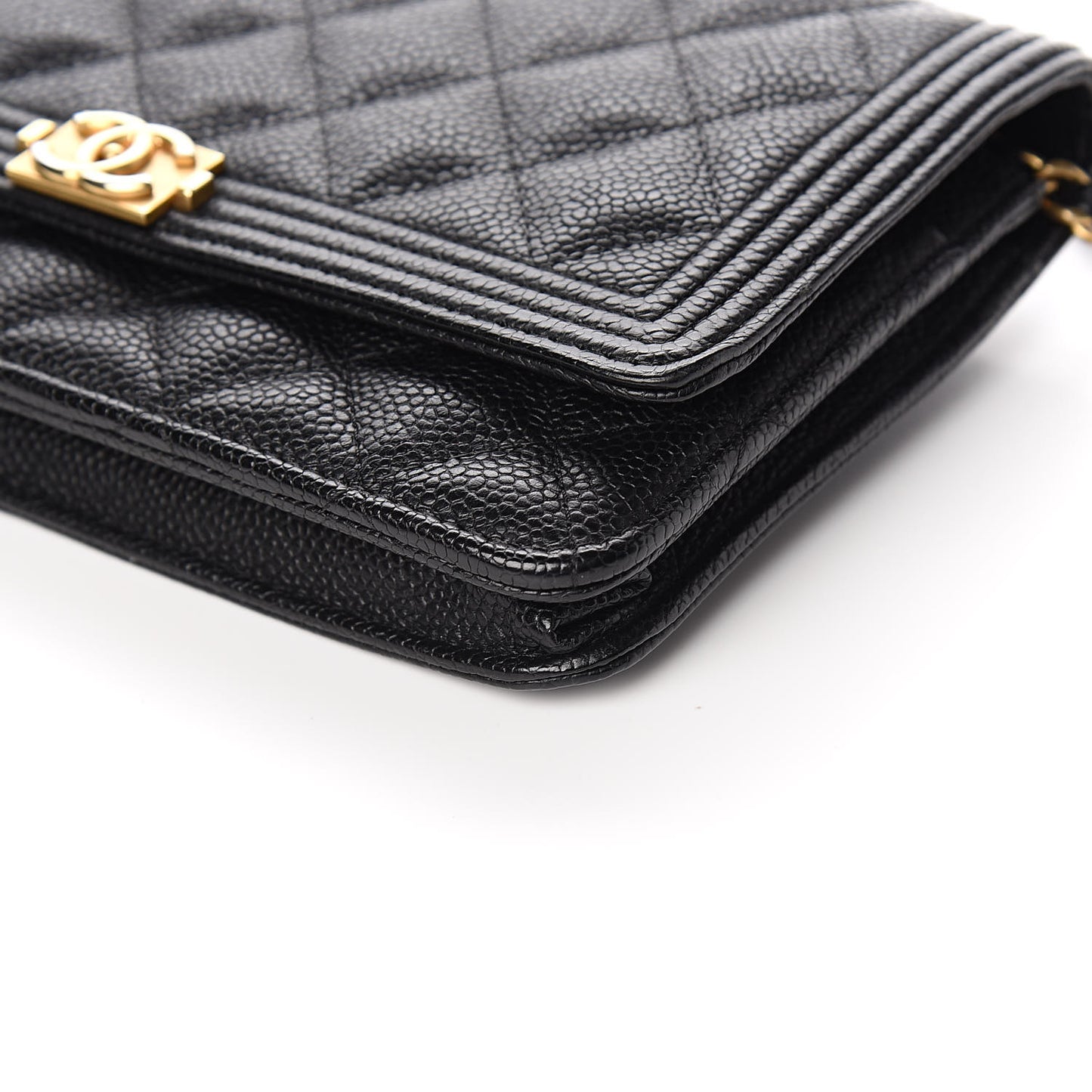 Caviar Quilted Boy Wallet On Chain WOC Black