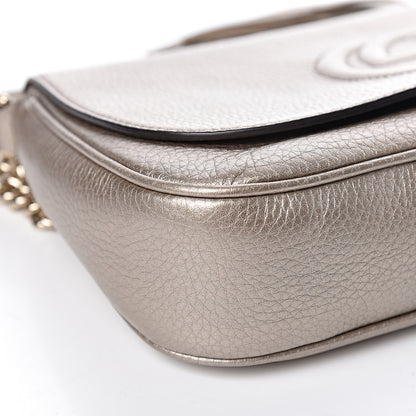 Gucci Metallic Pebbled Calfskin Medium Soho Flap Crossbody Golden Beige 10 of 11