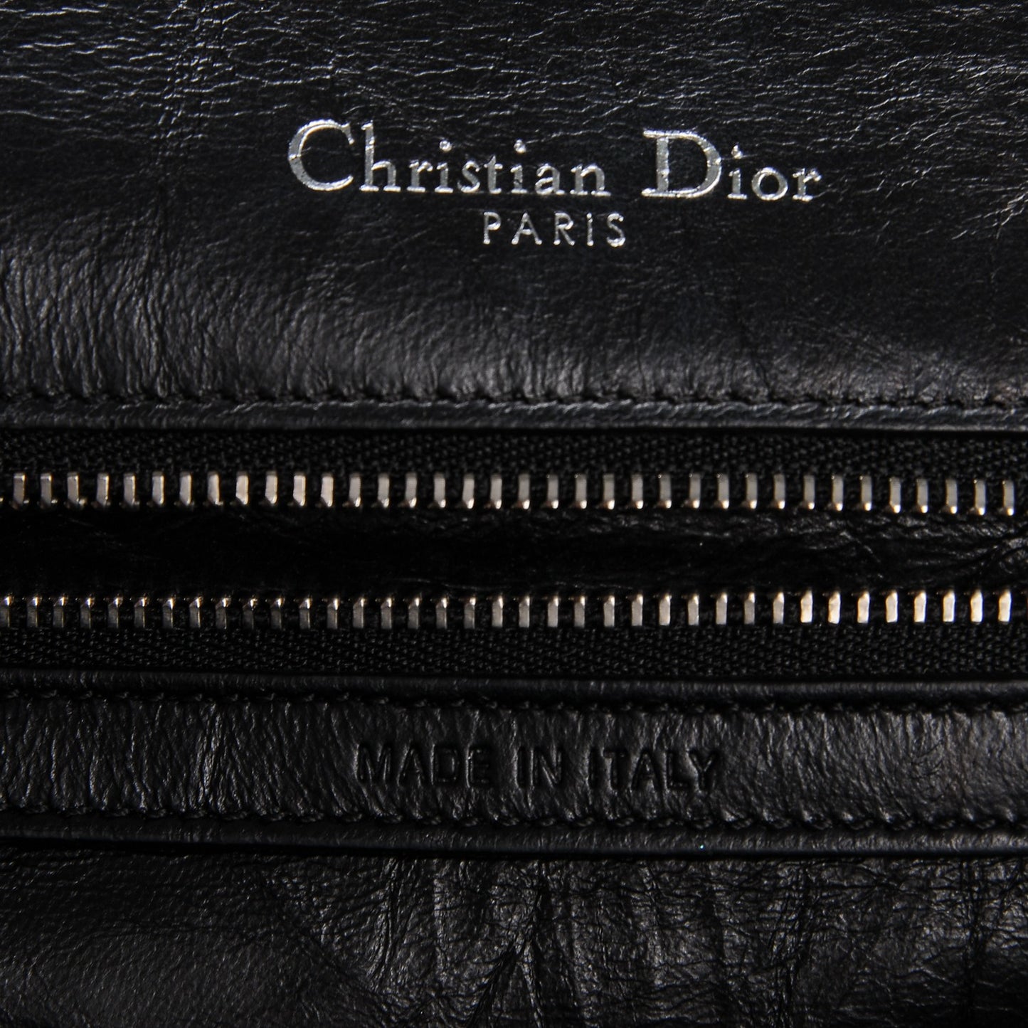 Crinkled Lambskin Cannage Medium Diorama Flap Bag Black