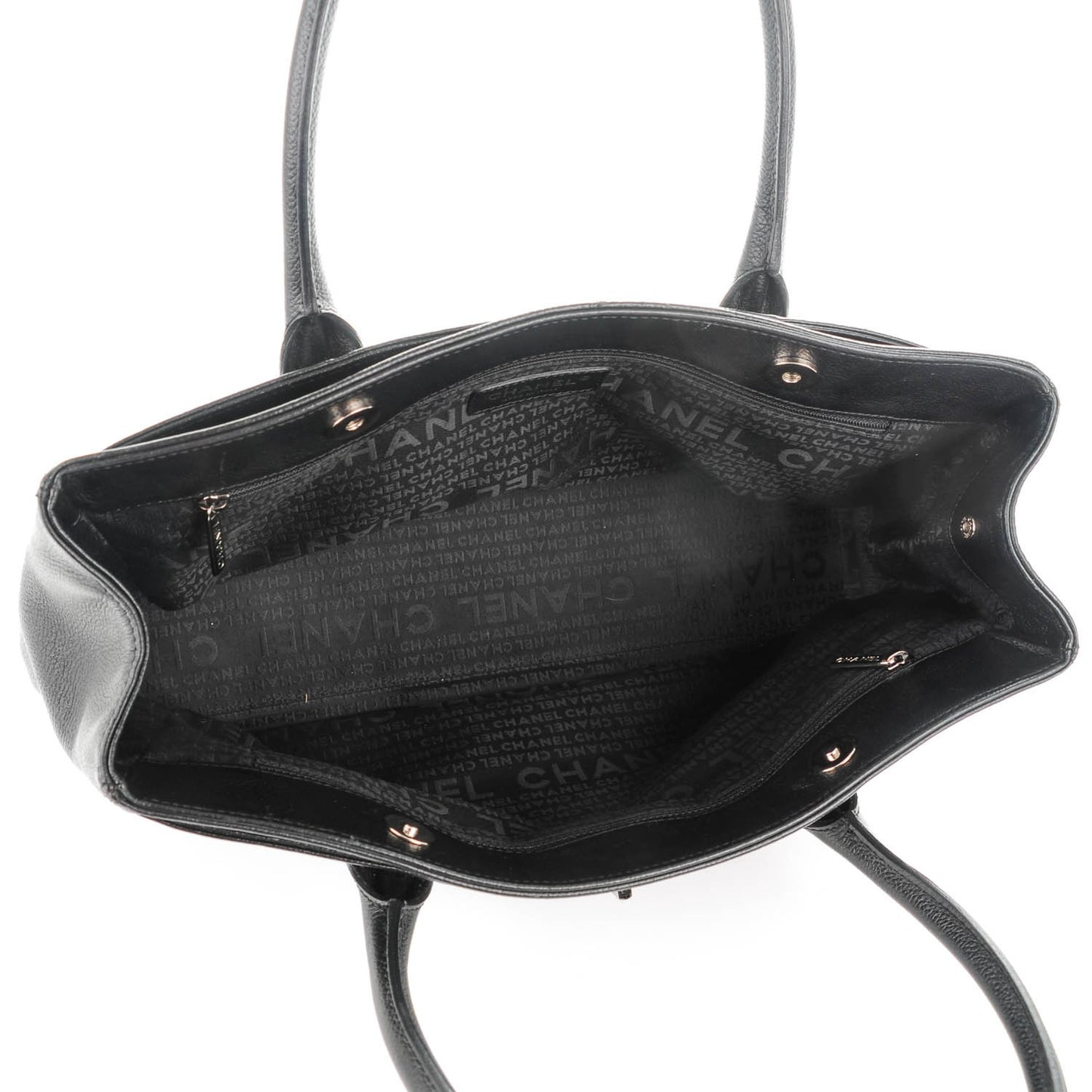 Calfskin Mademoiselle Lock Cerf Shopper Tote Black