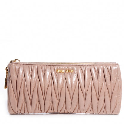 Miu Miu Leather Matelasse Lux Clutch Cipria 1 of 9