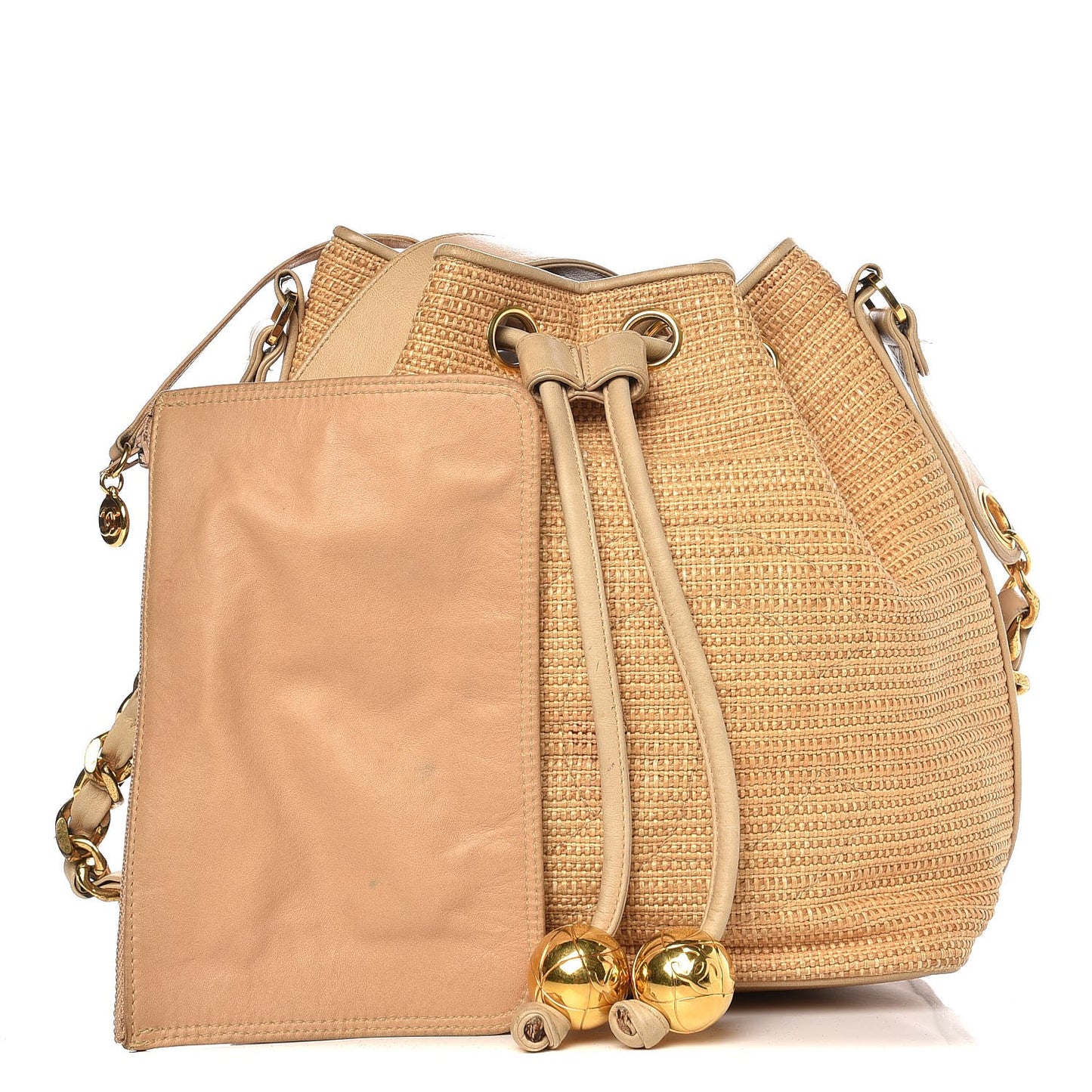 Woven Drawstring Bag Brown