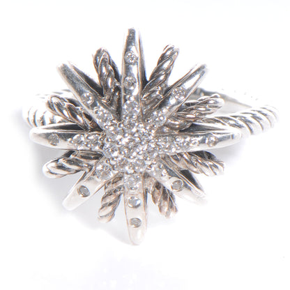 David Yurman Sterling Silver Diamond 17mm Starburst Ring 49 5 1 of 5