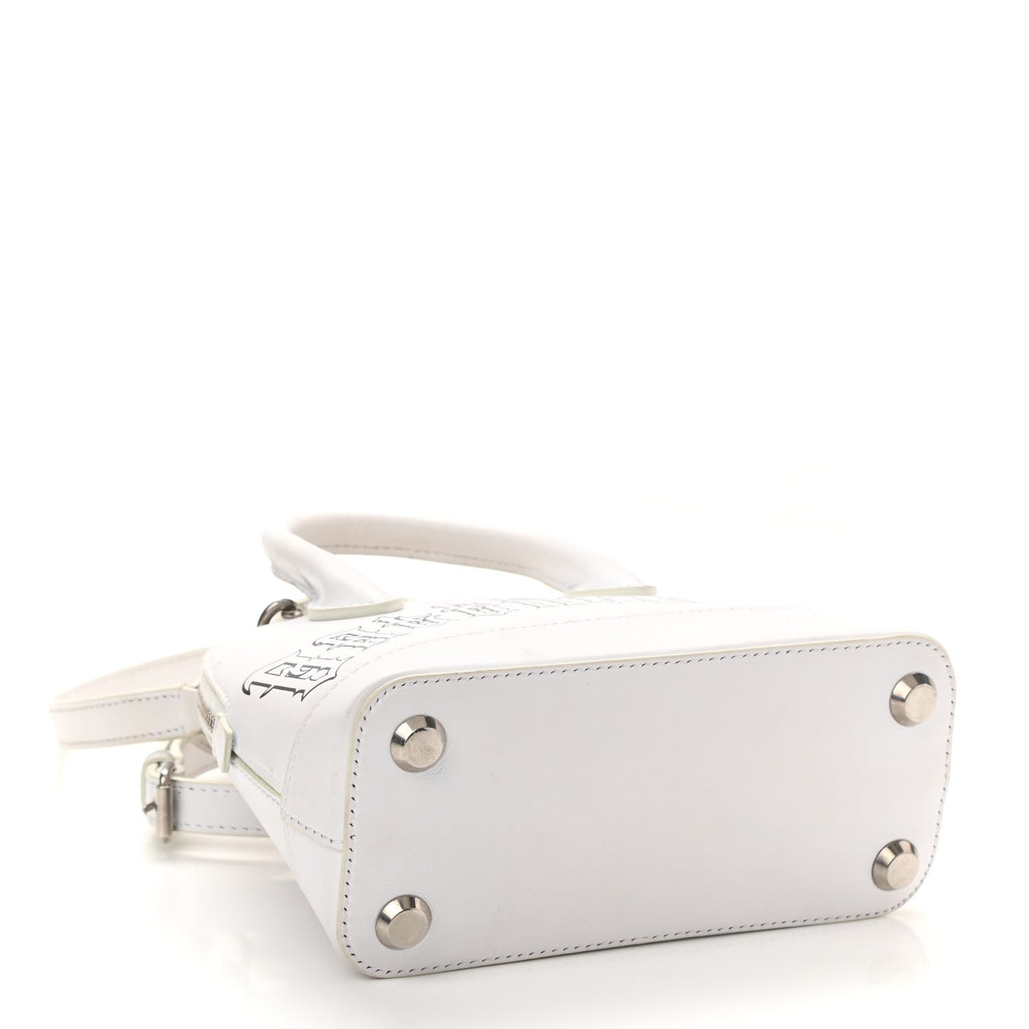 Calfskin Gothic Logo XXS Ville Top Handle Bag White