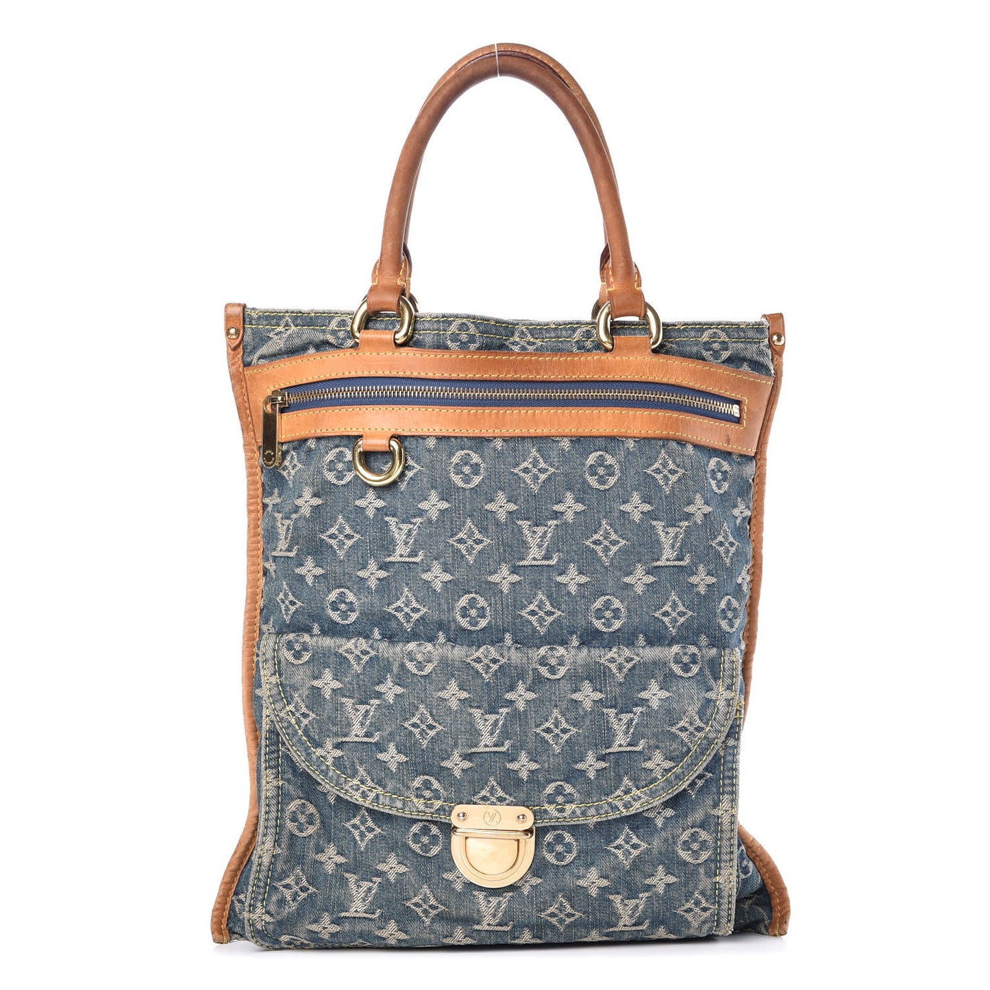 Monogram Denim Sac Plat Blue