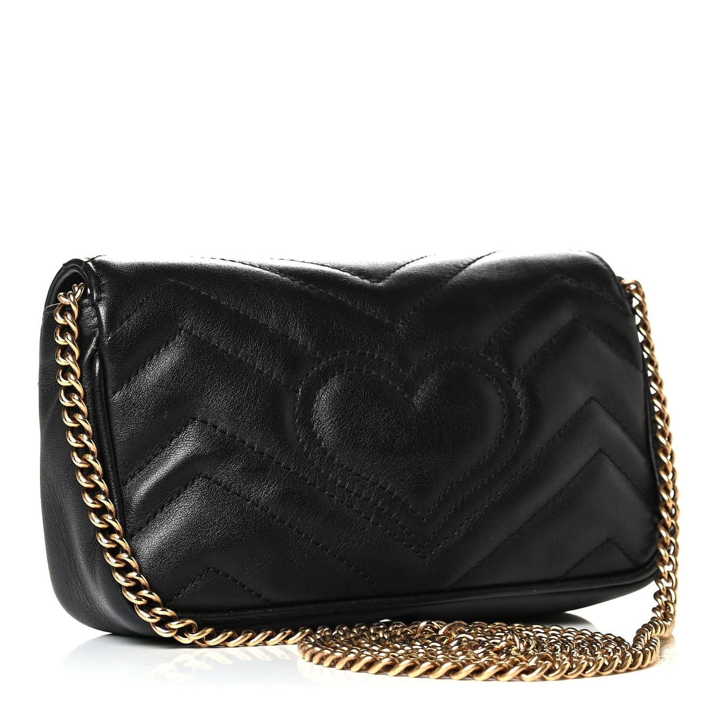 Calfskin Matelasse Super Mini GG Marmont Shoulder Bag Black
