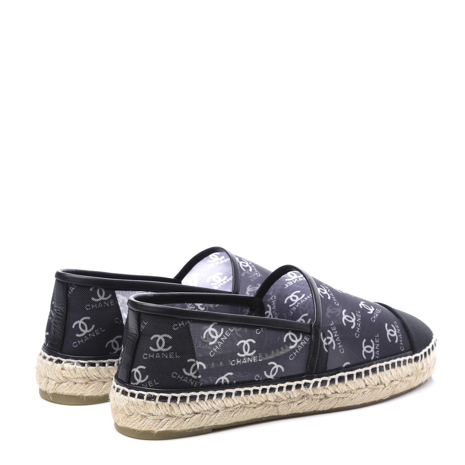 Chanel Mesh Grosgrain CC Espadrilles 38 Black White 4 of 10