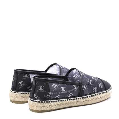 Chanel Mesh Grosgrain CC Espadrilles 38 Black White 4 of 10