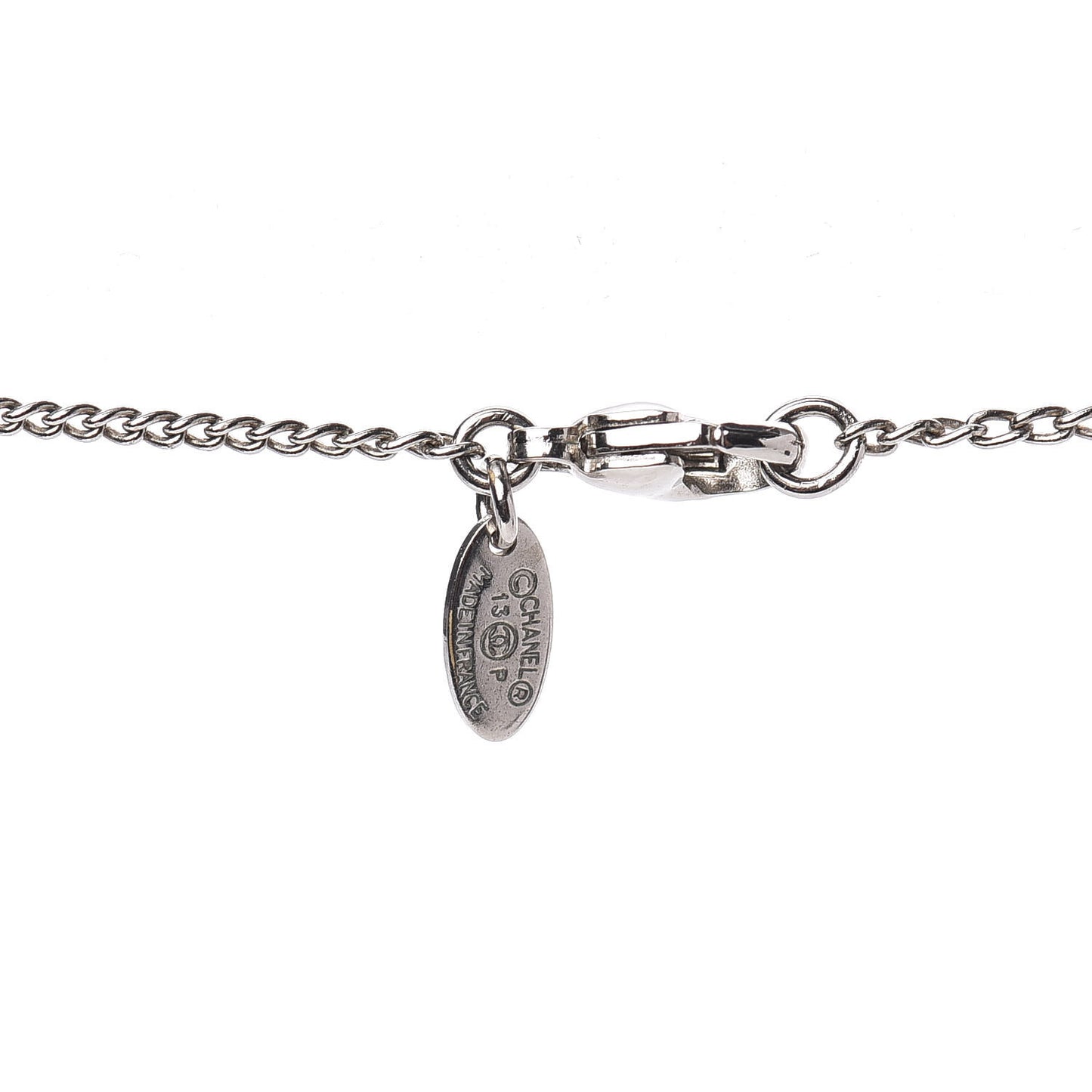 Crystal CC Pendant Necklace Silver