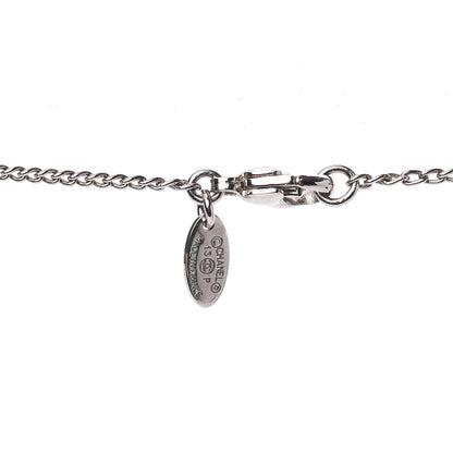 Chanel Crystal CC Pendant Necklace Silver 4 of 5