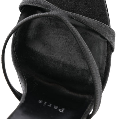 Christian Louboutin Glitter Calfskin Emilie 100 Slingback Sandals 39.5 Black 14 of 18