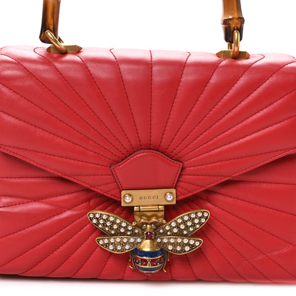 Gucci Calfskin Bamboo Trapuntata Queen Margaret Top Handle Bag Hibiscus Red 8 of 10