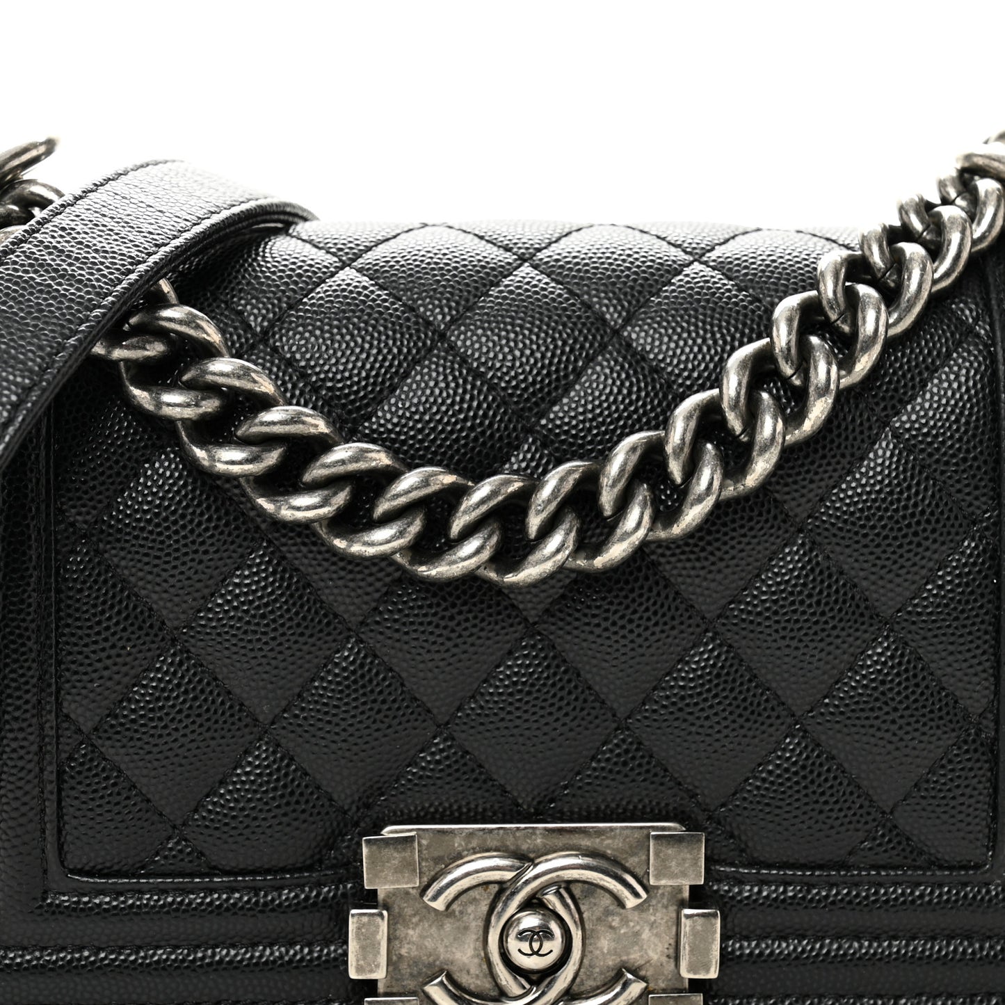 Caviar Quilted Small Boy Flap Black