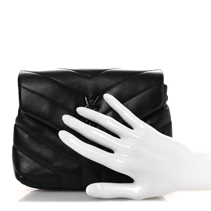 Saint Laurent Calfskin Y Quilted Monogram Monochrome Toy Loulou Crossbody Bag Black 3 of 28