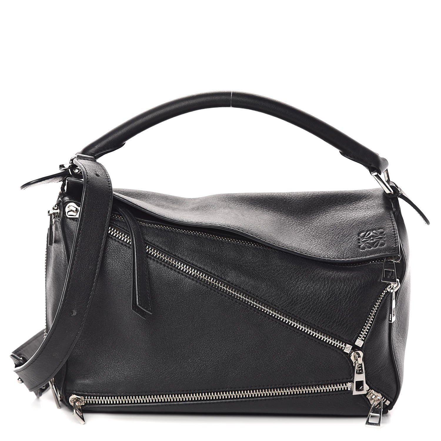 Loewe Calfskin Zipper Puzzle Bag Black 1 of 11