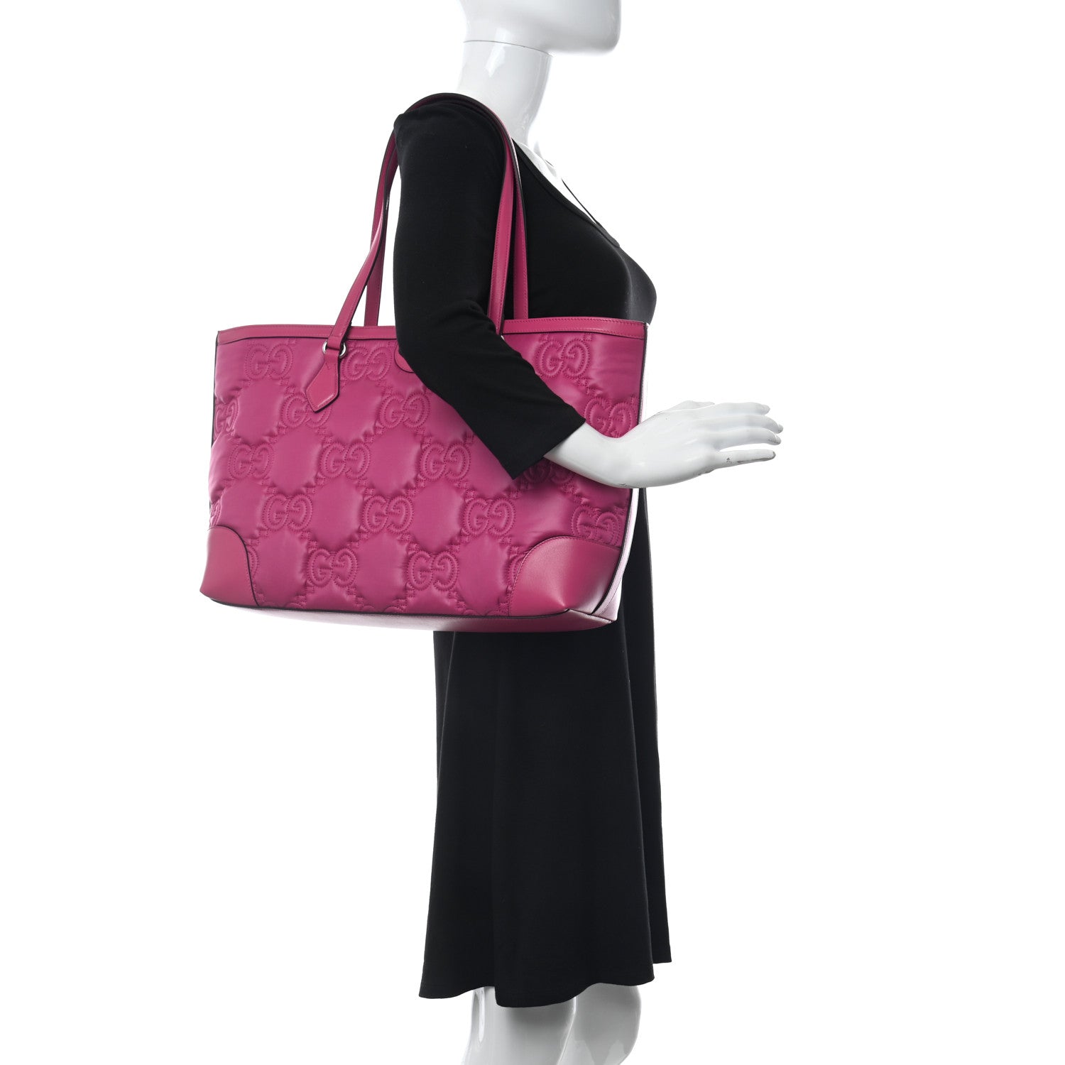 Gucci Nylon Calfskin Enamel GG Matelasse Medium Ophidia Shopping Bag Lovely 2 of 10