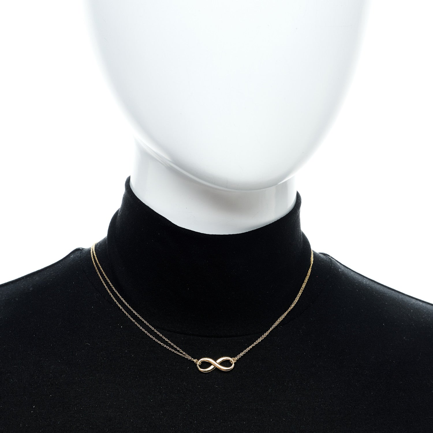 Tiffany 18K Yellow Gold Infinity Double Chain Pendant Necklace 2 of 6