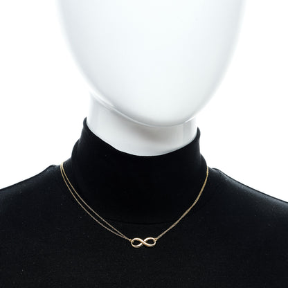 Tiffany 18K Yellow Gold Infinity Double Chain Pendant Necklace 2 of 6
