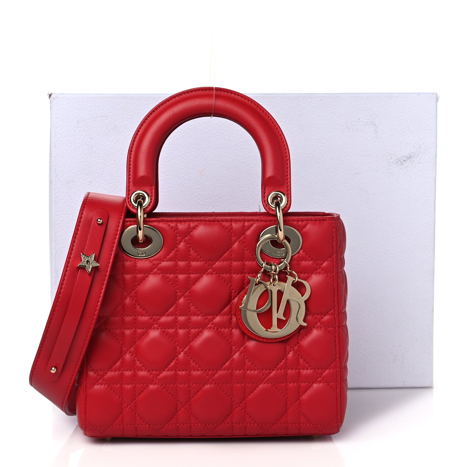 Christian Dior Lambskin Cannage Small My Lady Dior Red 10 of 10