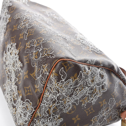 Louis Vuitton Monogram Dentelle Speedy 30 Silver 10 of 18
