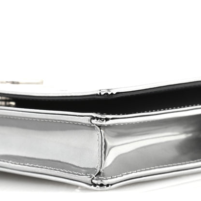 Christian Dior Metallic Patent Micro-Cannage Diorama Wallet on Chain Pouch Silver 9 of 10