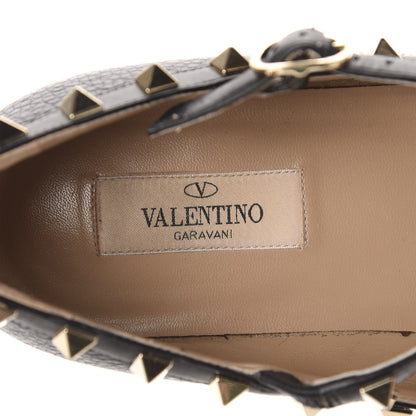 Valentino Garavani Pebbled Calfskin Rockstud Cage Ballerina Flats 39.5 Black 10 of 12