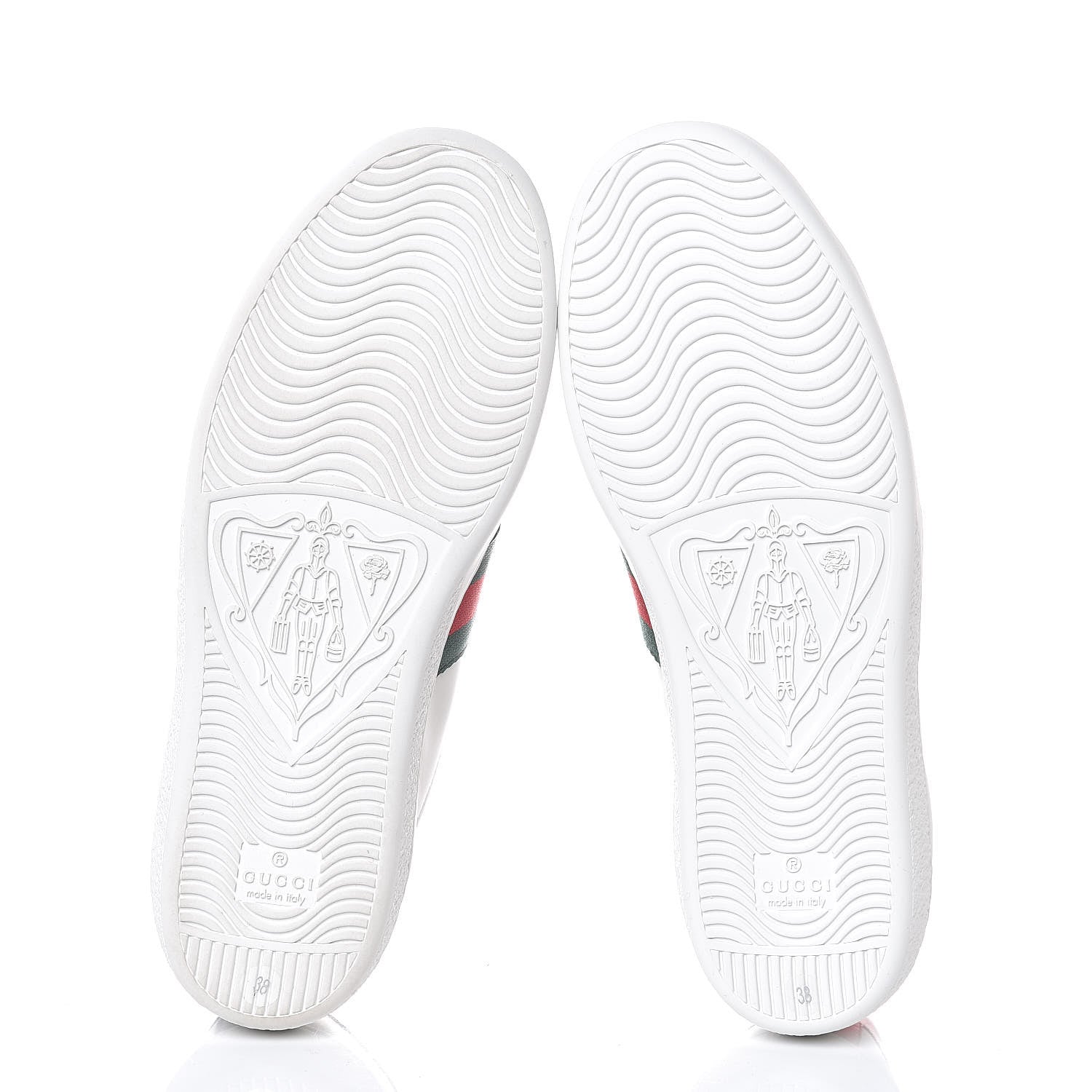 Gucci Calfskin Ayers Bee Embroidered Ace Sneakers 38 White Green 5 of 8