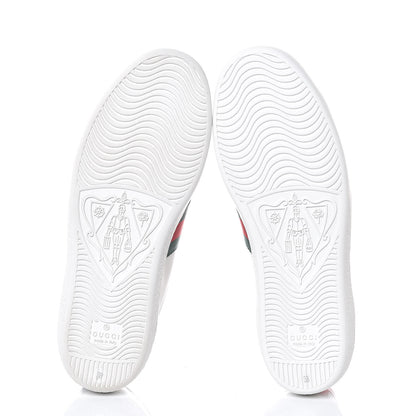 Gucci Calfskin Ayers Bee Embroidered Ace Sneakers 38 White Green 5 of 8