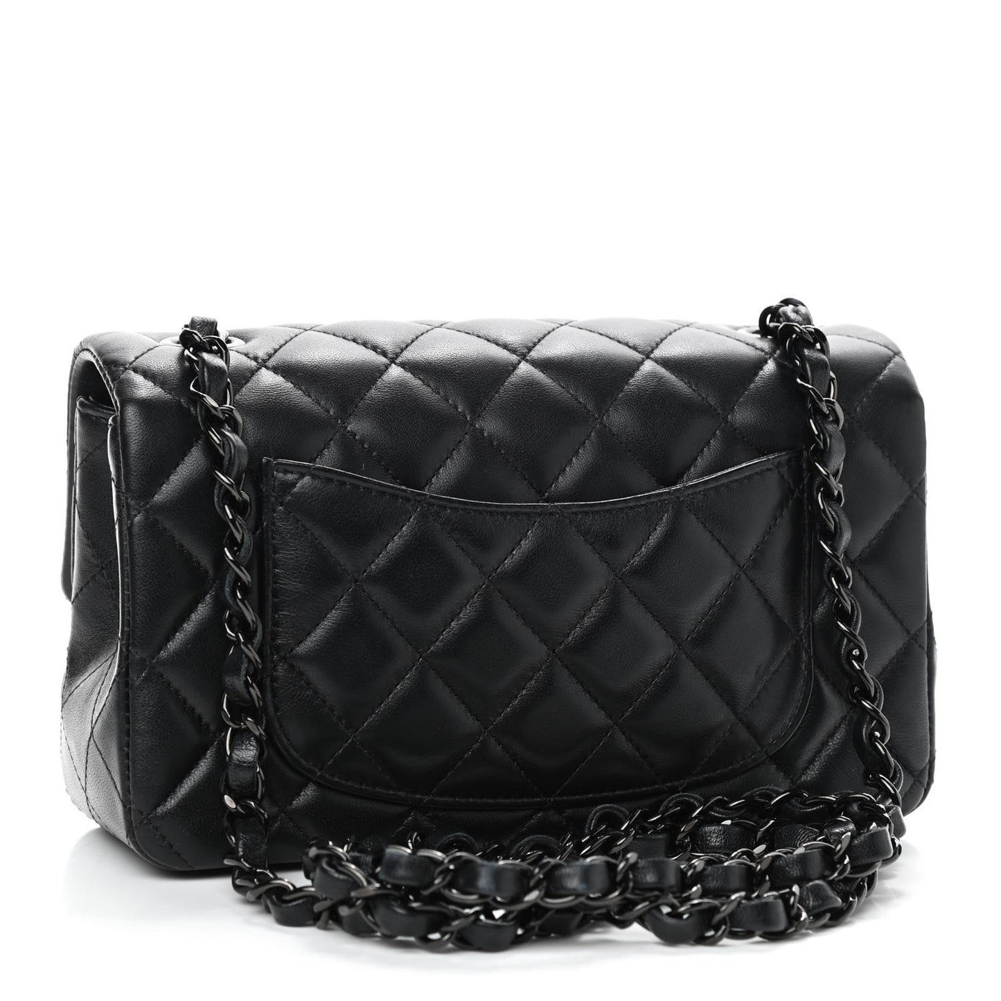 Lambskin Quilted Mini Rectangular Flap So Black
