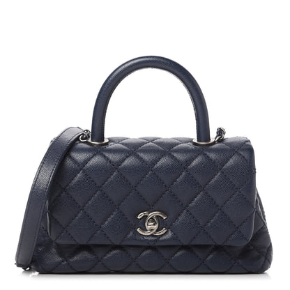 Chanel Caviar Quilted Mini Coco Handle Flap Navy Blue 1 of 10